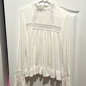 Anthropology white long sleeve blouse